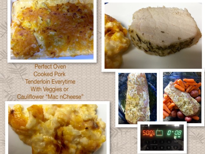 Just minutes to prepare this pork,  a few minutes with the oven on and then turn it off and let it cook!  So moist and juicy!