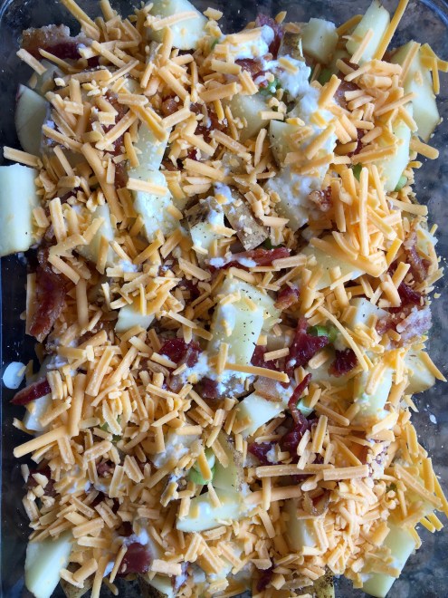 Pre Oven Loaded Baked Potato with Chicken and Bacon Casserole